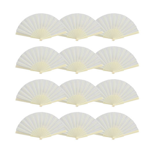 Home Universal® H.U.S.L® Pack 12 Abanicos Plástico 23CM, Abanicos para Eventos, DETALLES PARA LOS INVITADOS, REGALOS DE BODA, FIESTAS, COMUNIÓN O BAUTIZO, REGALOS COMUNIÓN PARA INVITADOS (Beige)