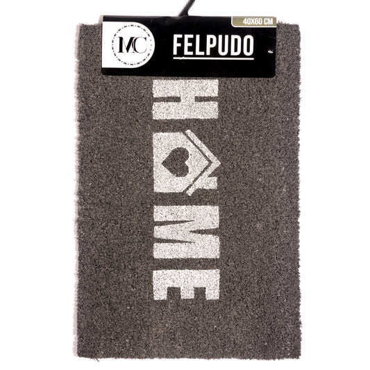 HOME UNIVERSAL | Felpudos de Fibra de Coco con Base Antideslizante 60x40x1.5CM (HOME GRIS)