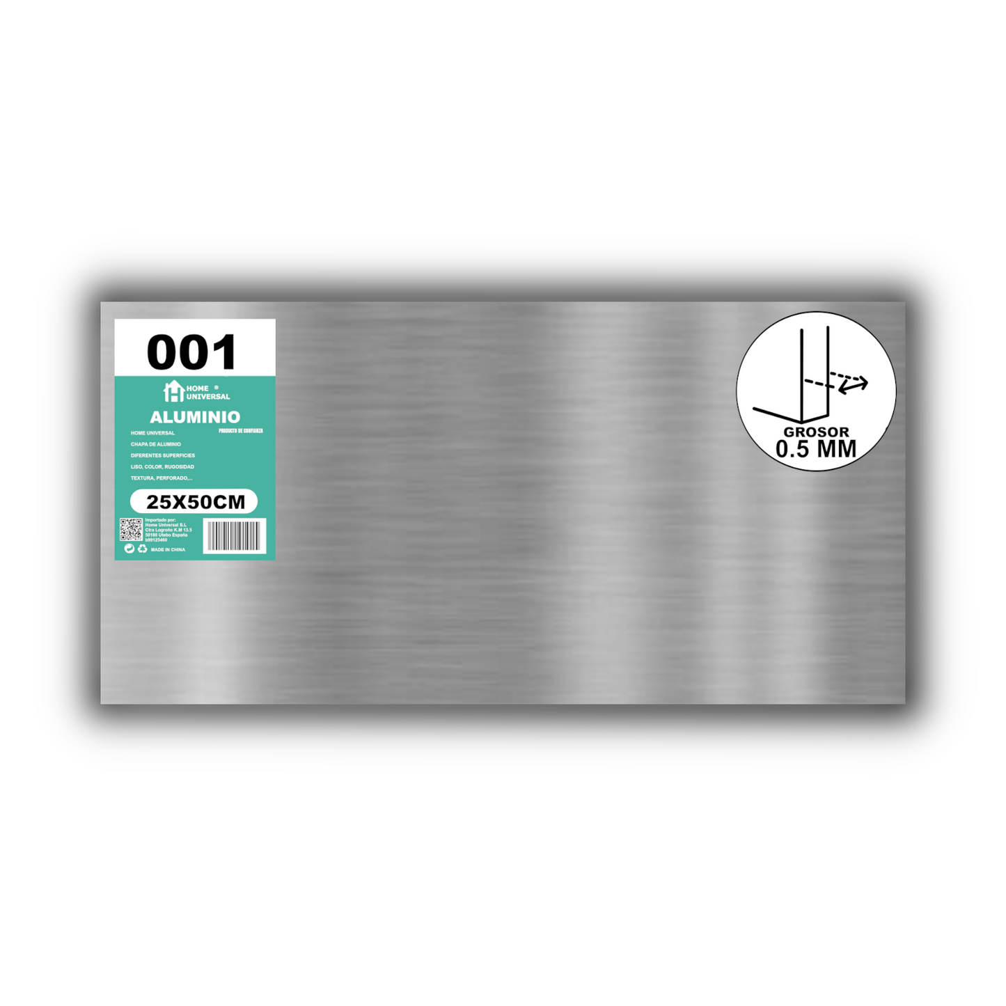 ome Universal® Chapa de Aluminio Estriada, Lisa, Malla y Perforada (Cuadrada, Ovalada, Redonda), Rugosa – Lámina Metálica Resistente Anticorrosión para Bricolaje e Industria (Superficie (Liso)) - Mate (25X50CM - 0.5MM)