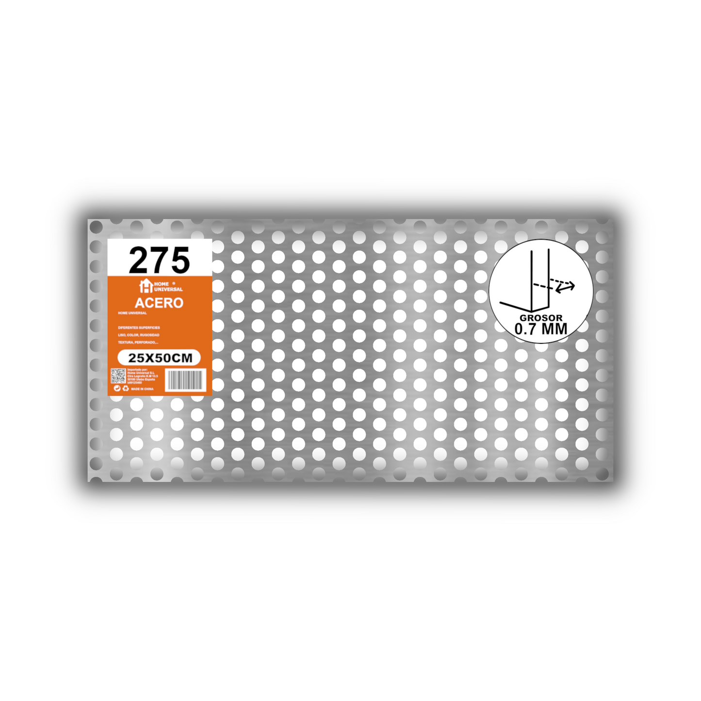 Home Universal® Chapa Galvanizada Lisa y Perforada, Lámina Metálica Resistente Anticorrosión para BricolajeSuperficie (Superficie Perforada Redondo-8MM (25X50CM - 0.7MM))