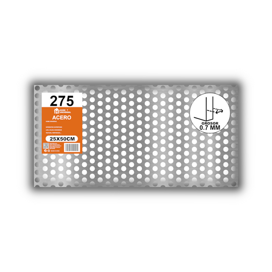Home Universal® Chapa Galvanizada Lisa y Perforada, Lámina Metálica Resistente Anticorrosión para BricolajeSuperficie (Superficie Perforada Redondo-8MM (25X50CM - 0.7MM))