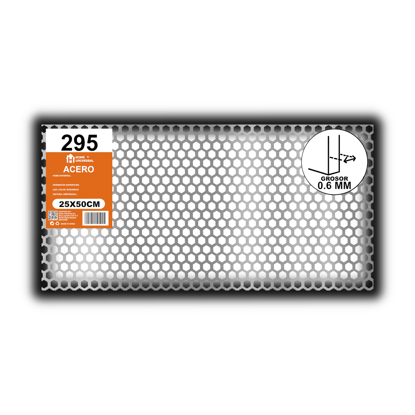 Home Universal® Chapa Galvanizada Lisa y Perforada, Lámina Metálica Resistente Anticorrosión para BricolajeSuperficie (Superficie Perforada Forma Hexagonal-10X10MM (25X50CM - 0.6MM))