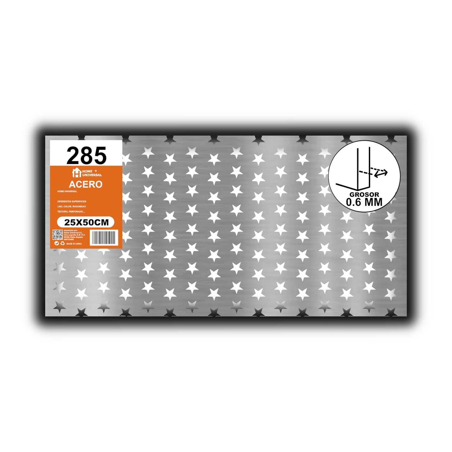 Home Universal® Chapa Galvanizada Lisa y Perforada, Lámina Metálica Resistente Anticorrosión para BricolajeSuperficie (Superficie Perforada Forma Estrella-18X18MM (25X50CM - 0.6MM))