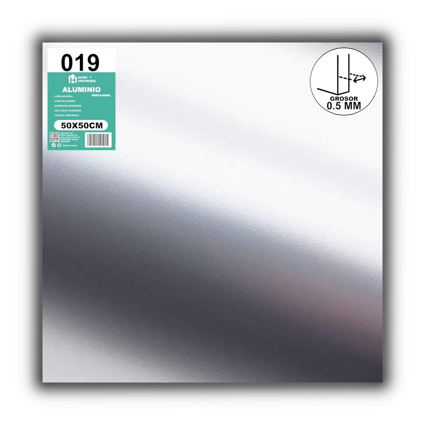 ome Universal® Chapa de Aluminio Estriada, Lisa, Malla y Perforada (Cuadrada, Ovalada, Redonda), Rugosa – Lámina Metálica Resistente Anticorrosión para Bricolaje e Industria (Superficie (Liso)) - Brillante (50X50CM - 0.5MM)