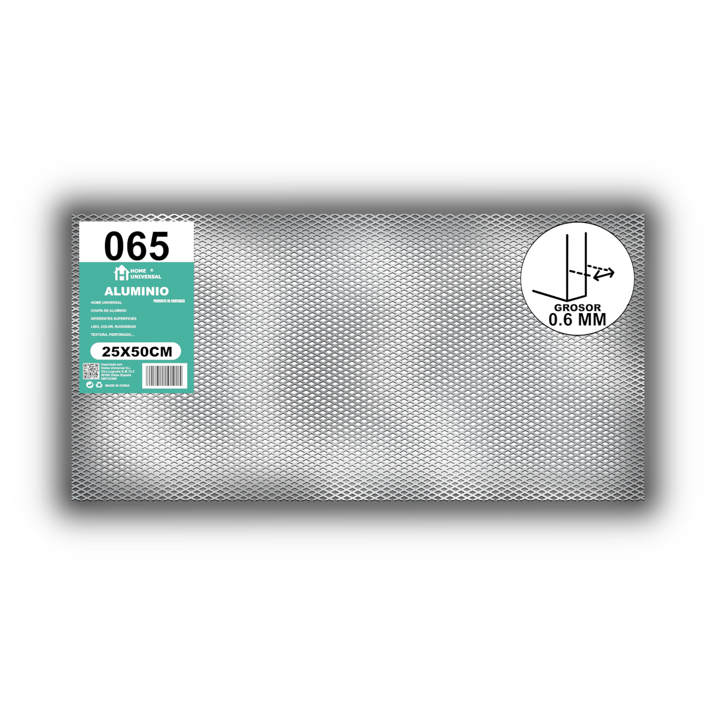 ome Universal® Chapa de Aluminio Estriada, Lisa, Malla y Perforada (Cuadrada, Ovalada, Redonda), Rugosa – Lámina Metálica Resistente Anticorrosión para Bricolaje e Industria Superficie (Malla) - Malla-5X10MM (25X50CM - 0.6MM)