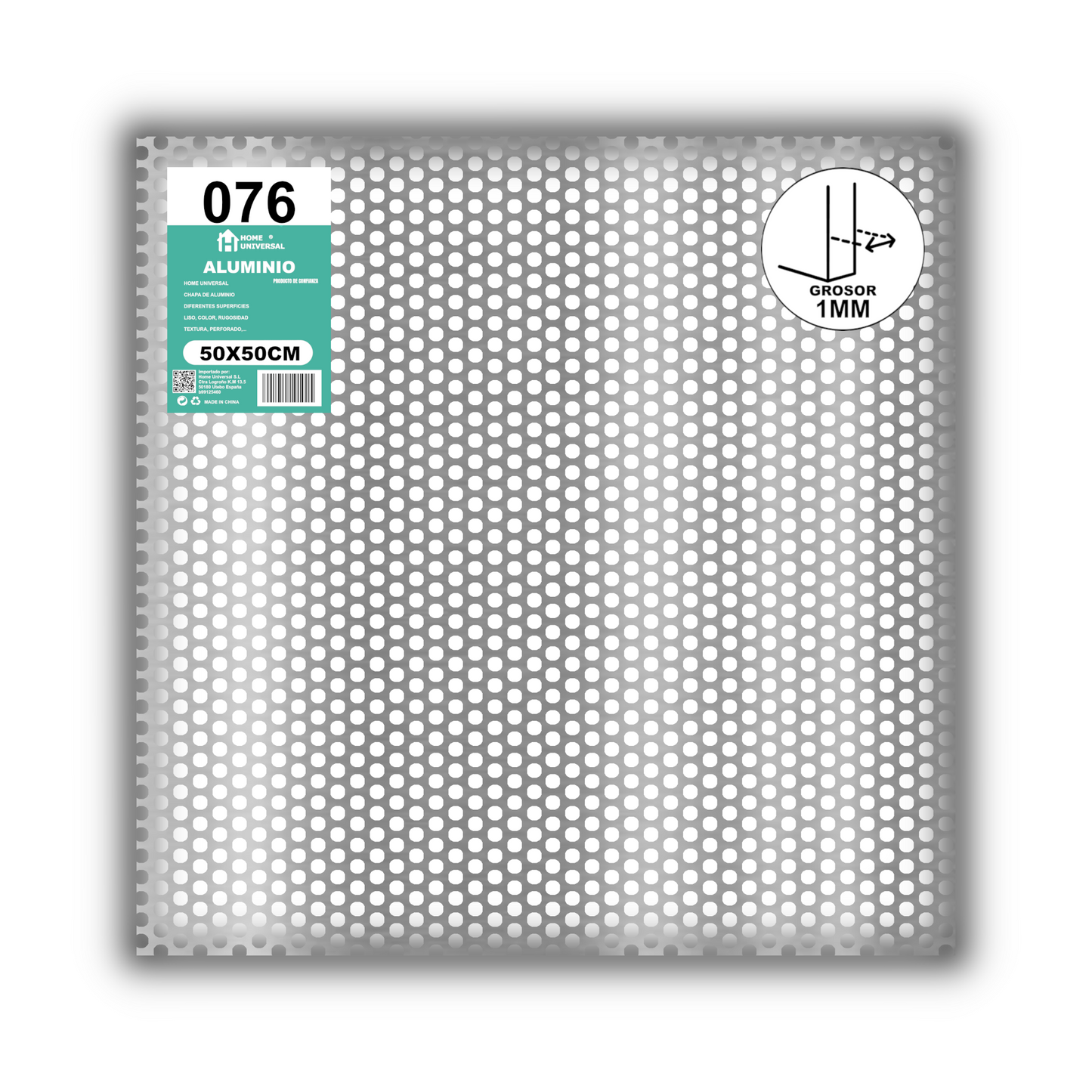 ome Universal® Chapa de Aluminio Estriada, Lisa, Malla y Perforada (Cuadrada, Ovalada, Redonda), Rugosa – Lámina Metálica Resistente Anticorrosión para Bricolaje e Industria Superficie (Perforada Redondo) - Perforada Redondo-5MM (50X50CM - 1MM)