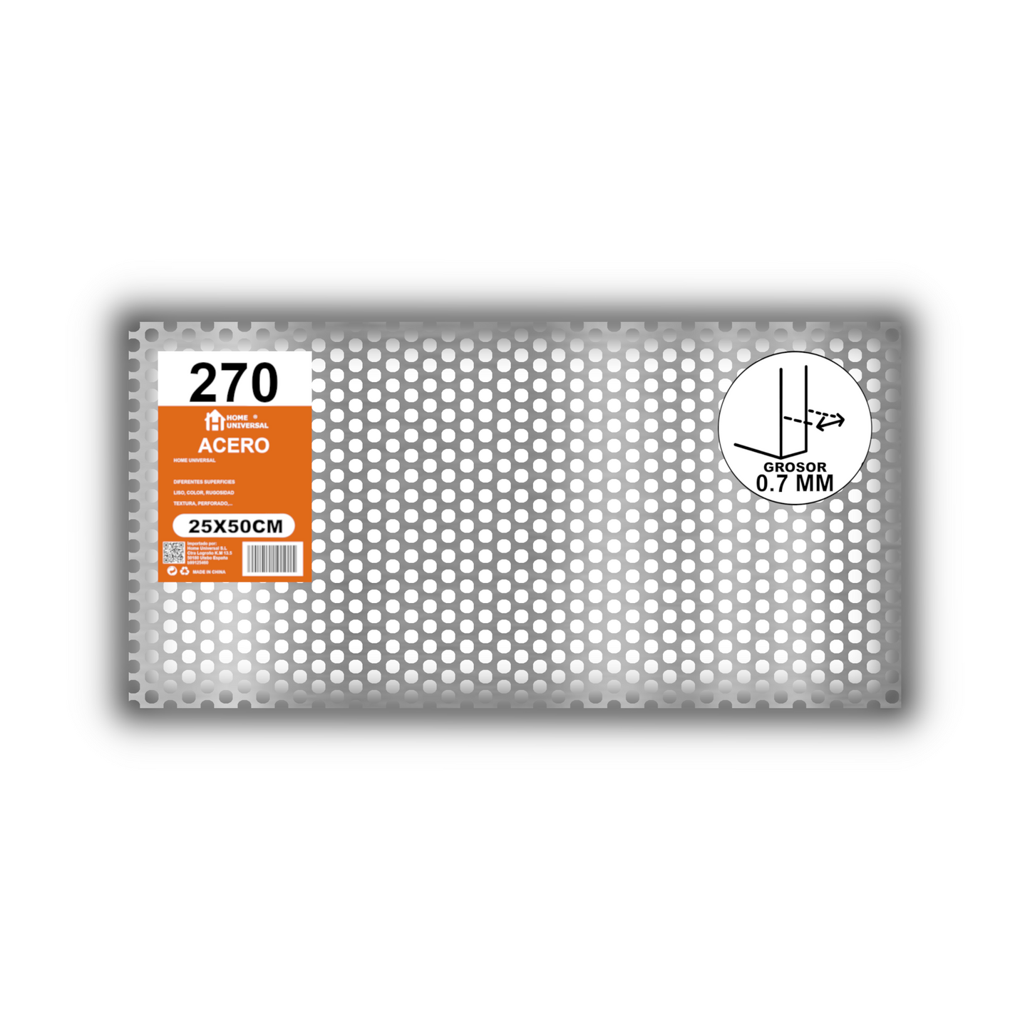Home Universal® Chapa Galvanizada Lisa y Perforada, Lámina Metálica Resistente Anticorrosión para BricolajeSuperficie (Superficie Perforada Redondo-5MM (25X50CM - 0.7MM))