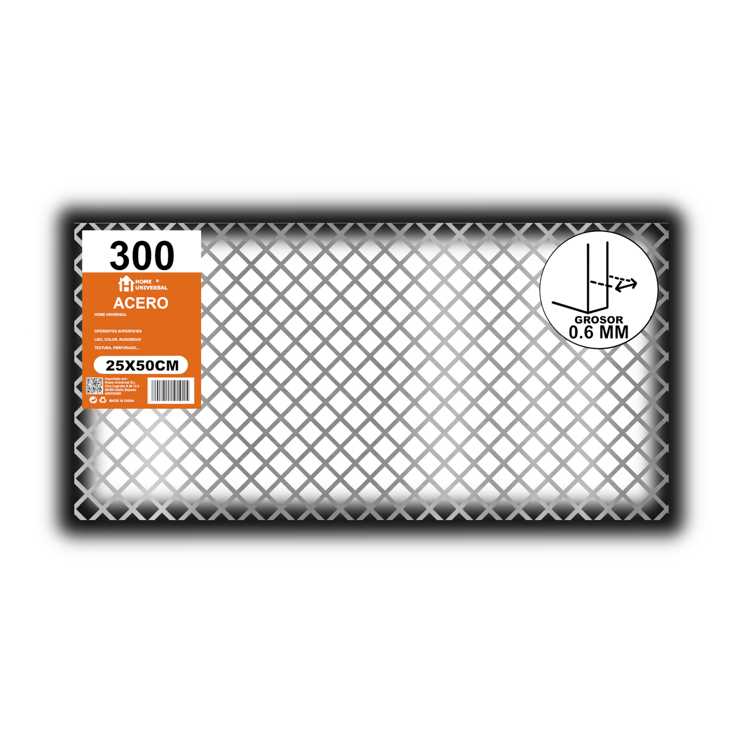 Home Universal® Chapa Galvanizada Lisa y Perforada, Lámina Metálica Resistente Anticorrosión para BricolajeSuperficie (Superficie Perforada Forma Rombo-10X10MM (25X50CM - 0.6MM))
