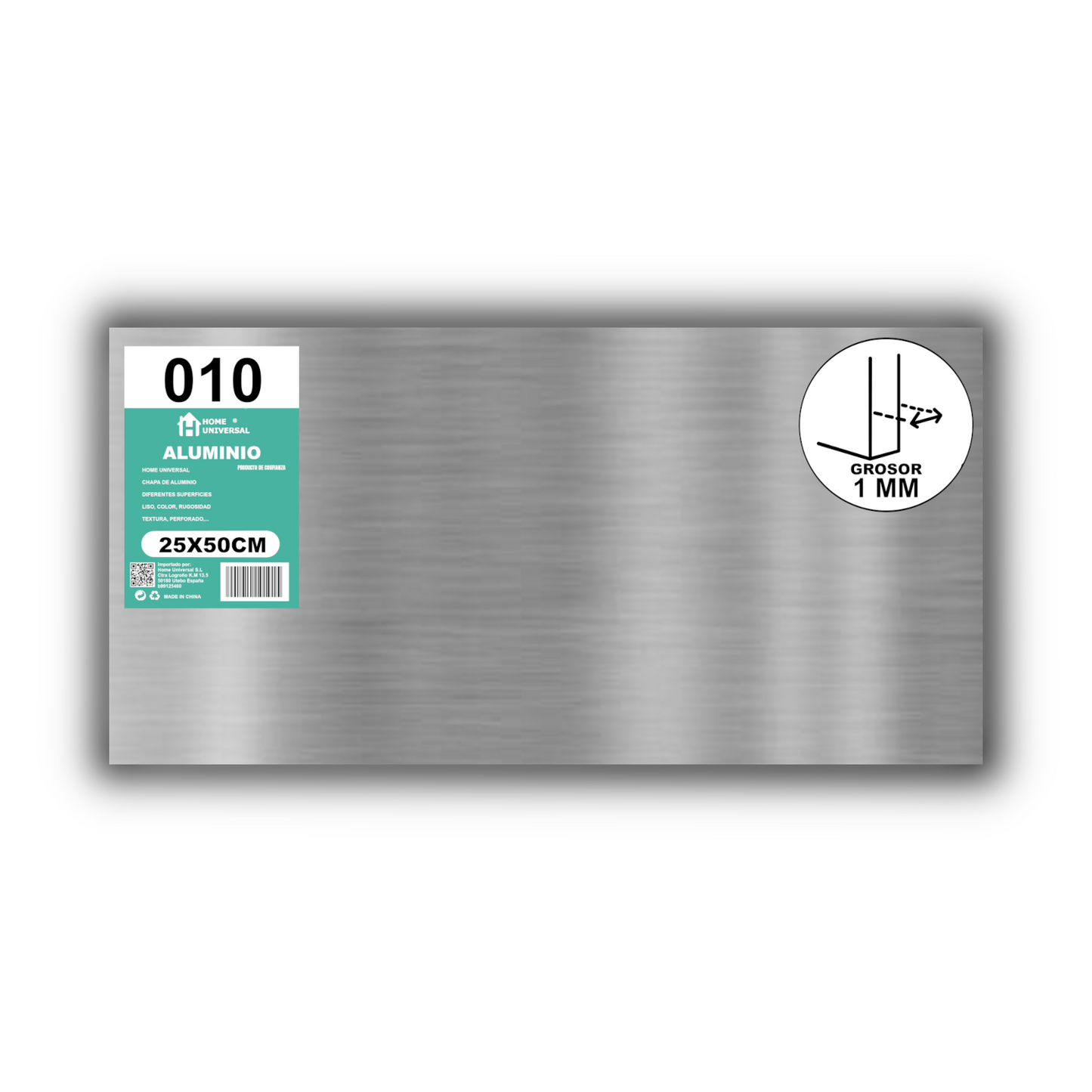 ome Universal® Chapa de Aluminio Estriada, Lisa, Malla y Perforada (Cuadrada, Ovalada, Redonda), Rugosa – Lámina Metálica Resistente Anticorrosión para Bricolaje e Industria (Superficie (Liso)) - Mate (25X50CM - 1MM)