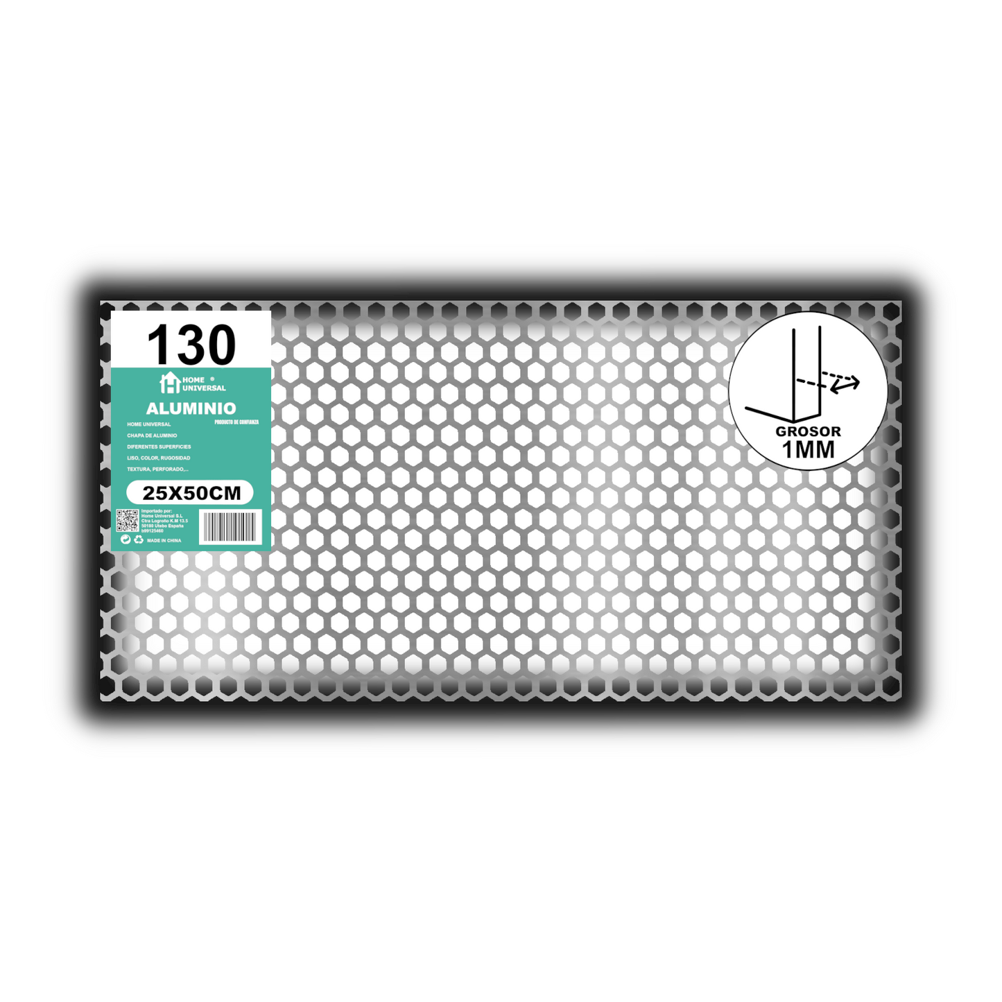 ome Universal® Chapa de Aluminio Estriada, Lisa, Malla y Perforada (Cuadrada, Ovalada, Redonda), Rugosa – Lámina Metálica Resistente Anticorrosión para Bricolaje e Industria Superficie (Perforada Forma) - Hexagonal-10X10MM (25X50CM - 1MM)