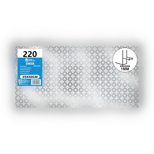 Home Universal® Chapa Acero inoxidable Superficie Liso, Estriada, Perforación Cuadrifolio – Lámina Metálica Resistente Anticorrosión para Bricolaje e Industria-Perforación Cuadrifolio  (25X50CM - 1MM)