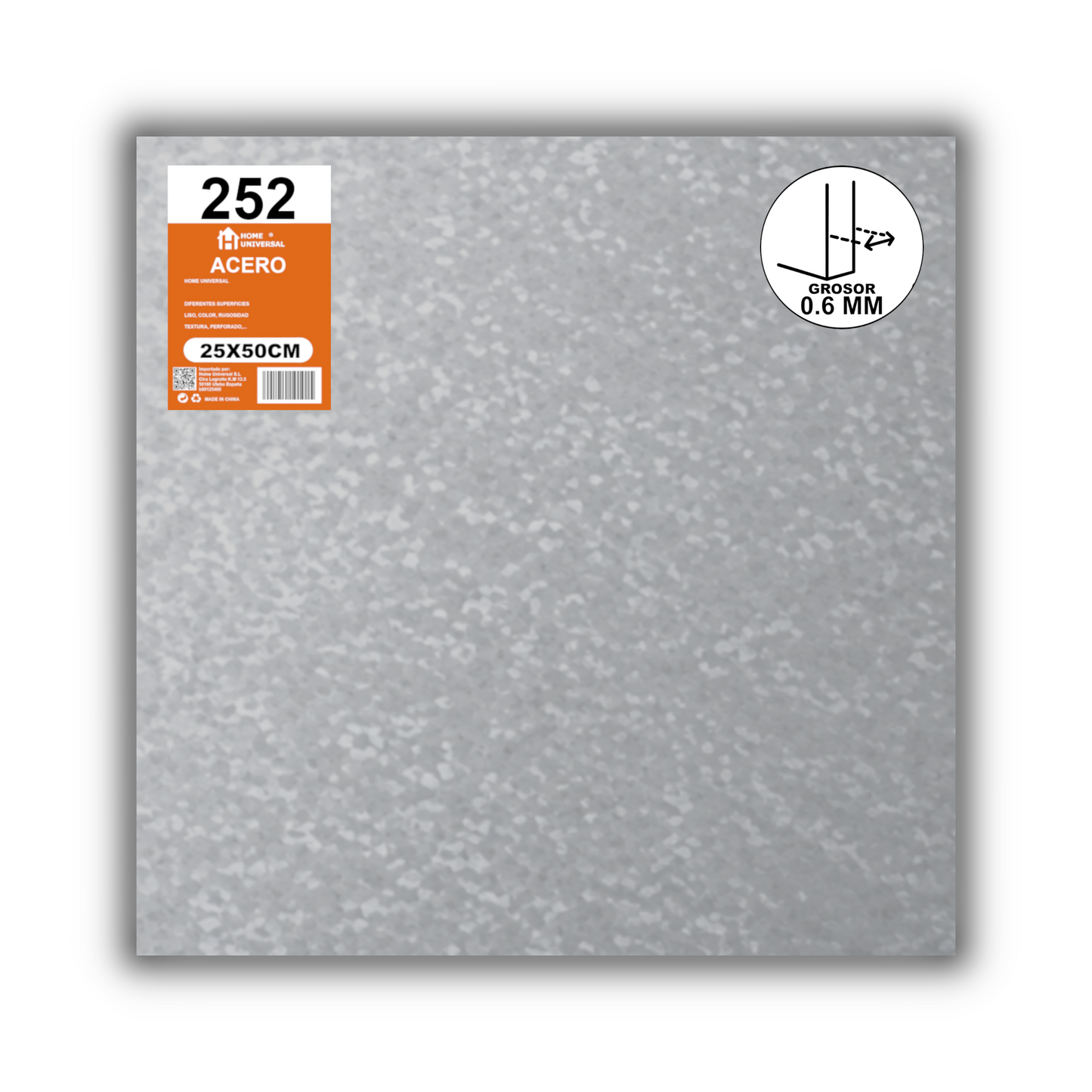 Home Universal® Chapa Galvanizada Lisa y Perforada, Lámina Metálica Resistente Anticorrosión para BricolajeSuperficie (Superficie (Liso)Estandar (50X50CM - 0.6MM))