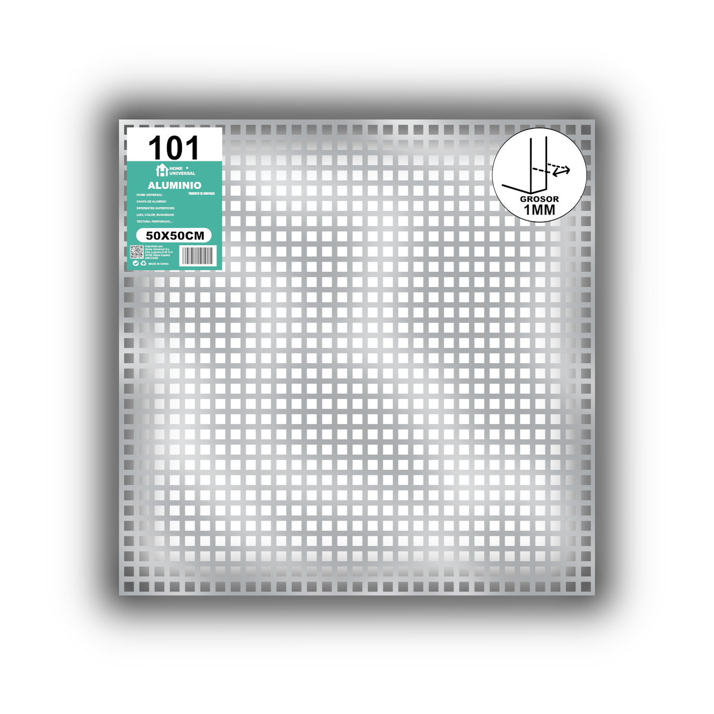 ome Universal® Chapa de Aluminio Estriada, Lisa, Malla y Perforada (Cuadrada, Ovalada, Redonda), Rugosa – Lámina Metálica Resistente Anticorrosión para Bricolaje e Industria Superficie (Perforada Cuadrado) - Perforada Cuadrado-10X10MM (50X50CM - 1MM)