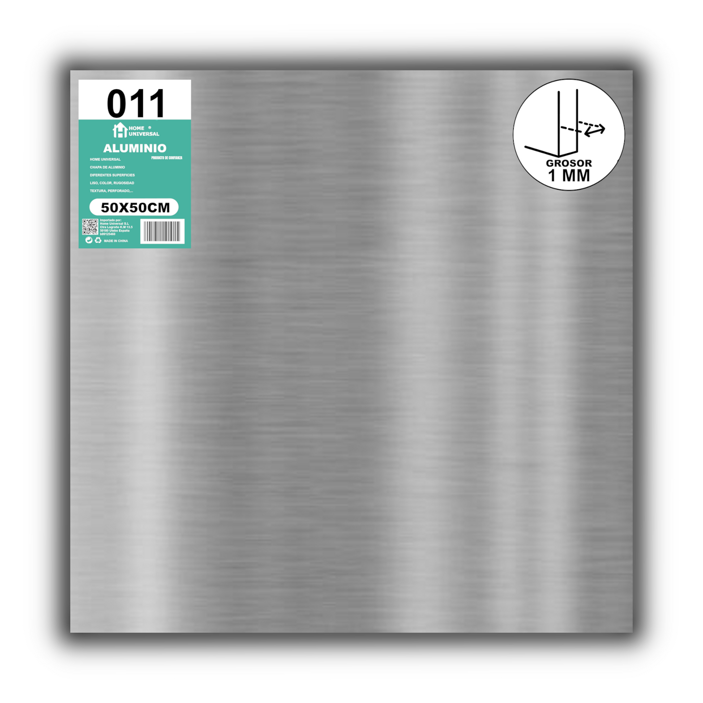 ome Universal® Chapa de Aluminio Estriada, Lisa, Malla y Perforada (Cuadrada, Ovalada, Redonda), Rugosa – Lámina Metálica Resistente Anticorrosión para Bricolaje e Industria (Superficie (Liso)) - Mate (50X50CM - 1MM)
