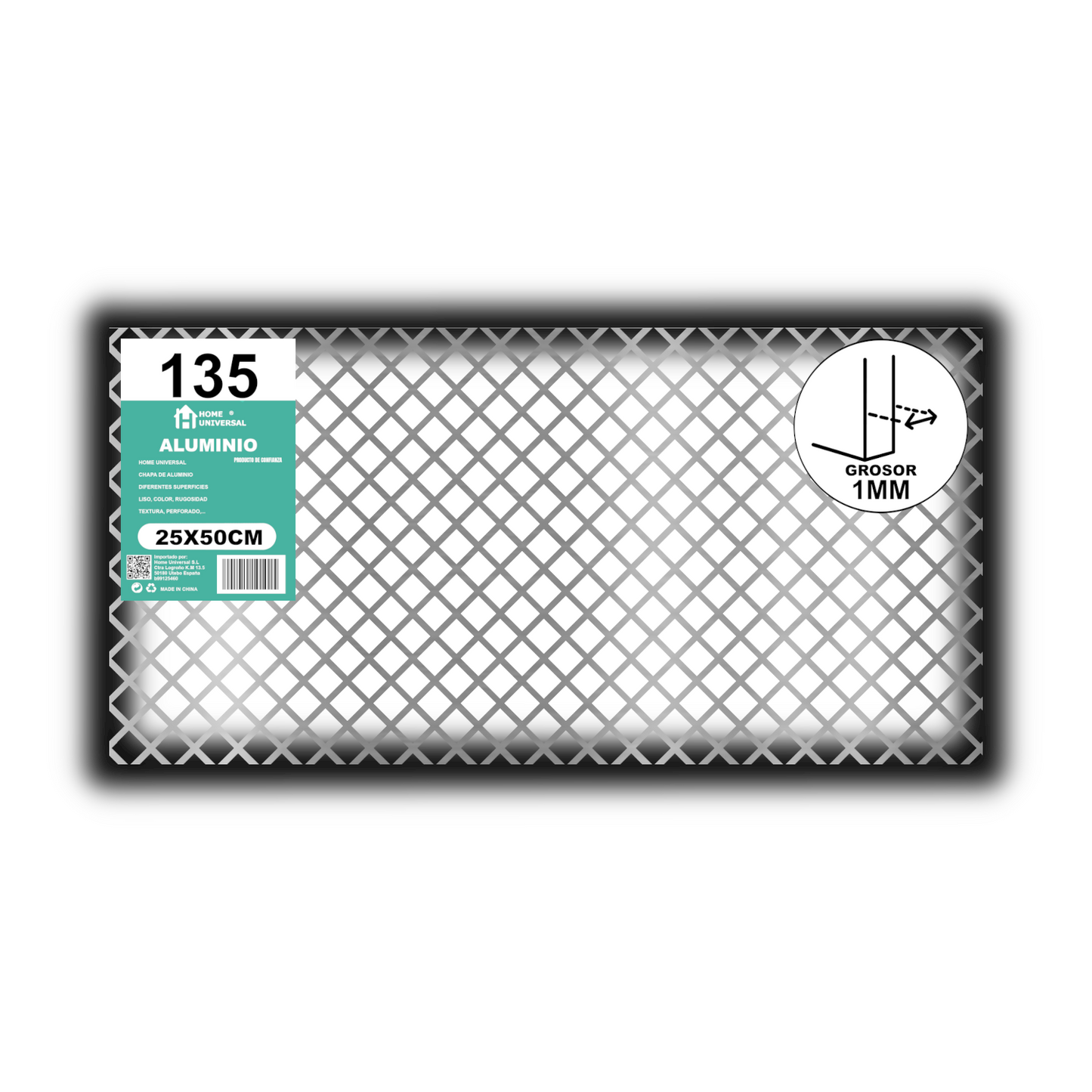 ome Universal® Chapa de Aluminio Estriada, Lisa, Malla y Perforada (Cuadrada, Ovalada, Redonda), Rugosa – Lámina Metálica Resistente Anticorrosión para Bricolaje e Industria Superficie (Perforada Forma) - Rombo-10X10MM (25X50CM - 1MM)