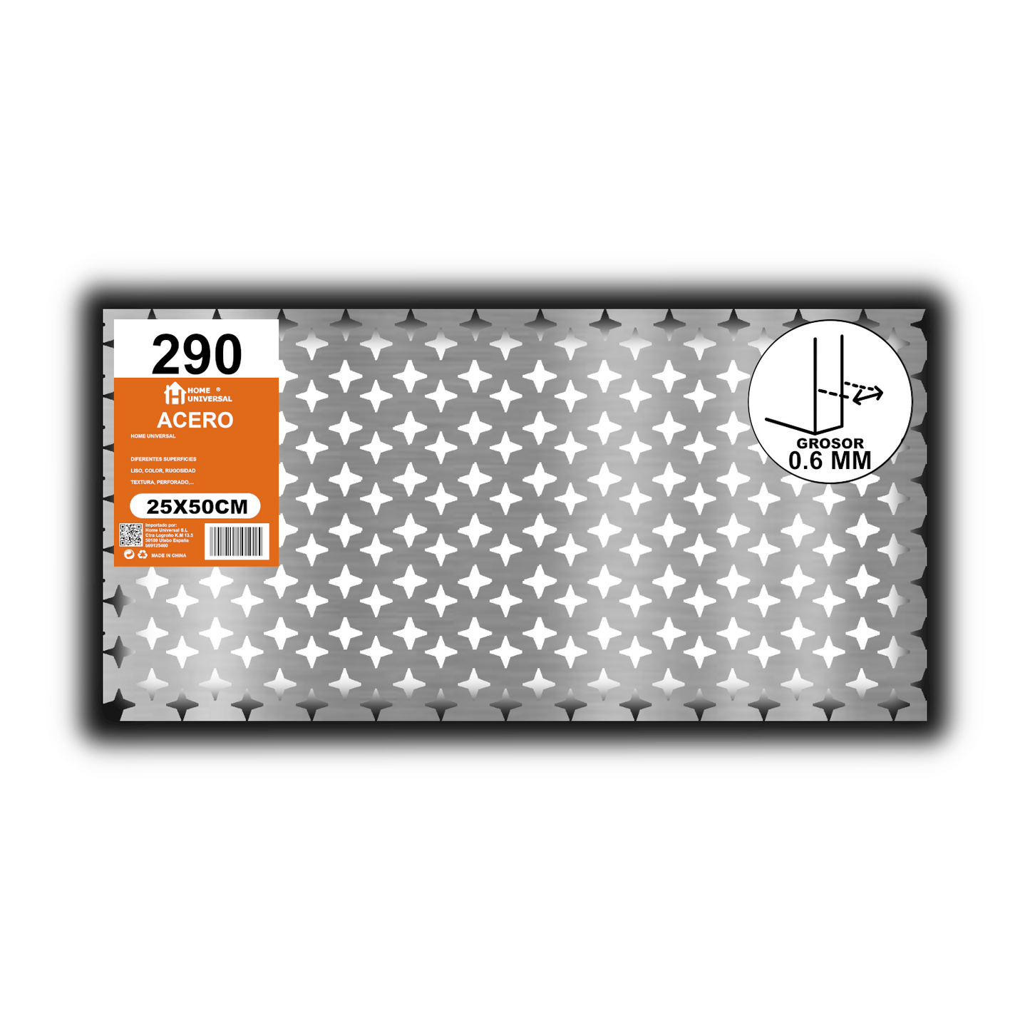 Home Universal® Chapa Galvanizada Lisa y Perforada, Lámina Metálica Resistente Anticorrosión para BricolajeSuperficie (Superficie Perforada Forma Brillo-20X20MM (25X50CM - 0.6MM))