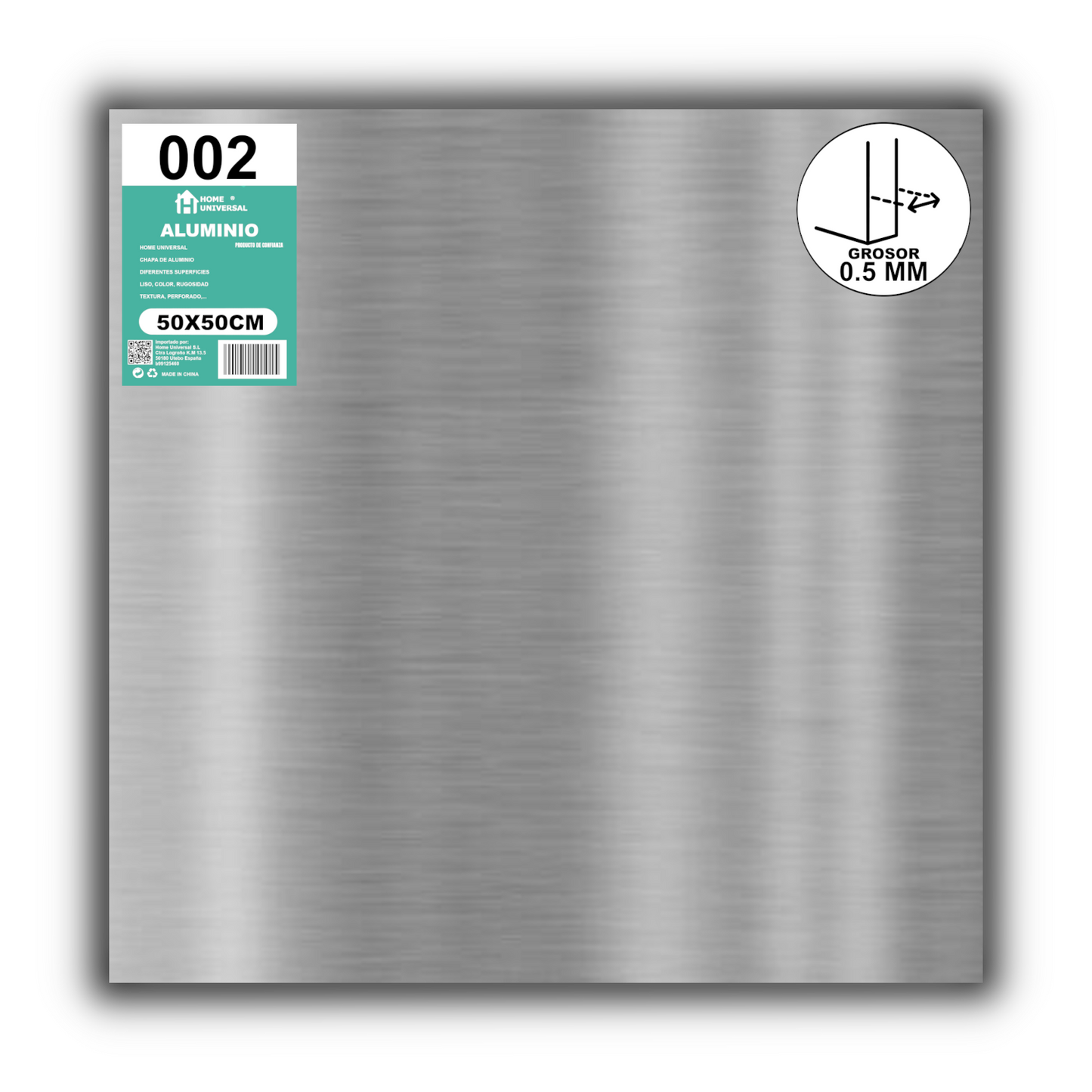 ome Universal® Chapa de Aluminio Estriada, Lisa, Malla y Perforada (Cuadrada, Ovalada, Redonda), Rugosa – Lámina Metálica Resistente Anticorrosión para Bricolaje e Industria (Superficie (Liso)) - Mate (50X50CM - 0.5MM)