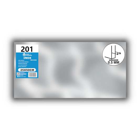 Home Universal® Chapa Acero inoxidable Superficie Liso, Estriada, Perforación Cuadrifolio – Lámina Metálica Resistente Anticorrosión para Bricolaje e Industria-Liso  (25X50CM - 0.5MM)