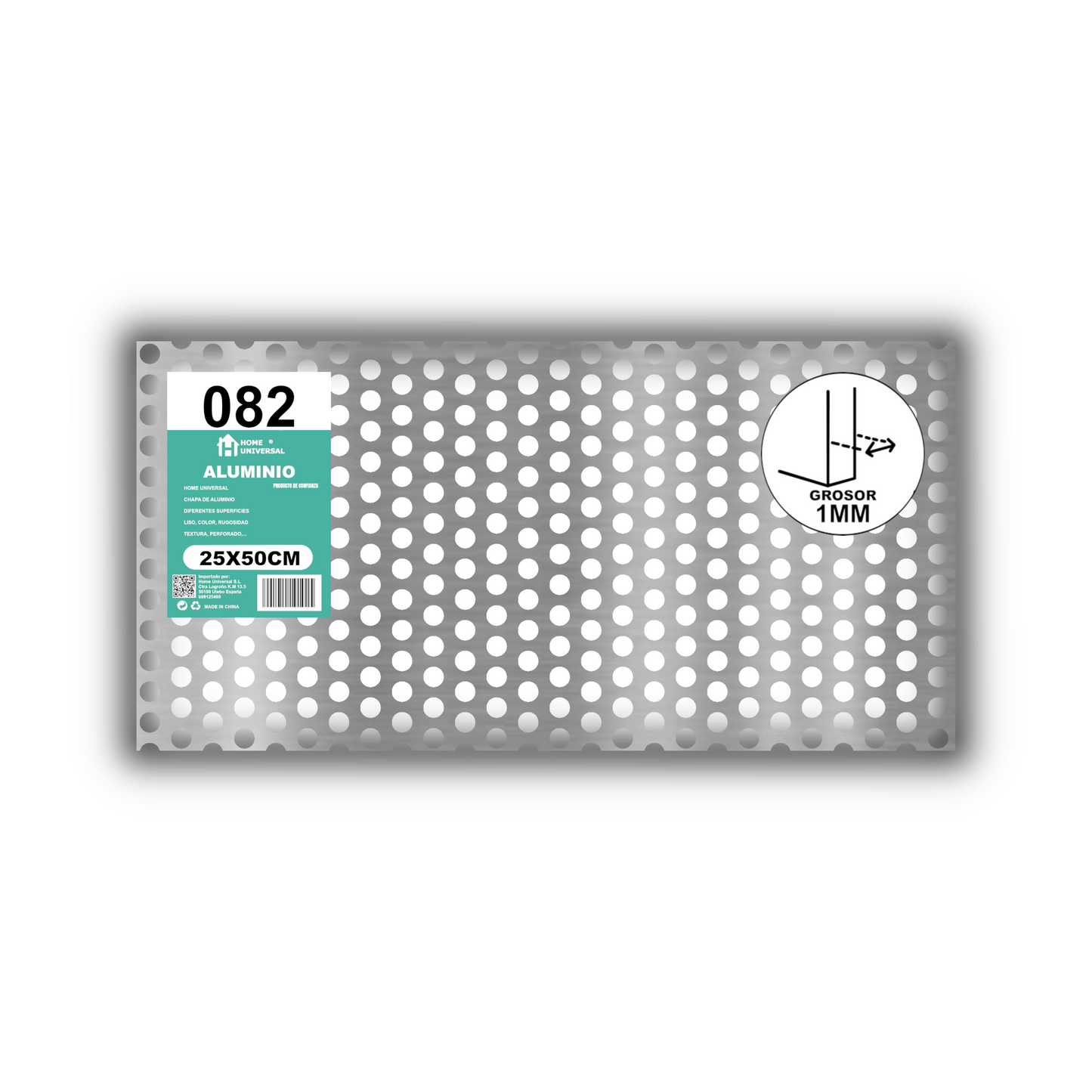 ome Universal® Chapa de Aluminio Estriada, Lisa, Malla y Perforada (Cuadrada, Ovalada, Redonda), Rugosa – Lámina Metálica Resistente Anticorrosión para Bricolaje e Industria Superficie (Perforada Redondo) - Perforada Redondo-8MM (25X50CM - 1MM)