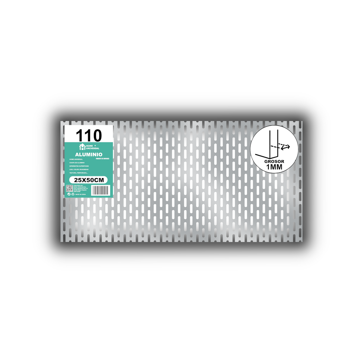 ome Universal® Chapa de Aluminio Estriada, Lisa, Malla y Perforada (Cuadrada, Ovalada, Redonda), Rugosa – Lámina Metálica Resistente Anticorrosión para Bricolaje e Industria Superficie (Perforada Forma Óvalo) - Perforada Óvalo-6X18MM (25X50CM - 1MM)
