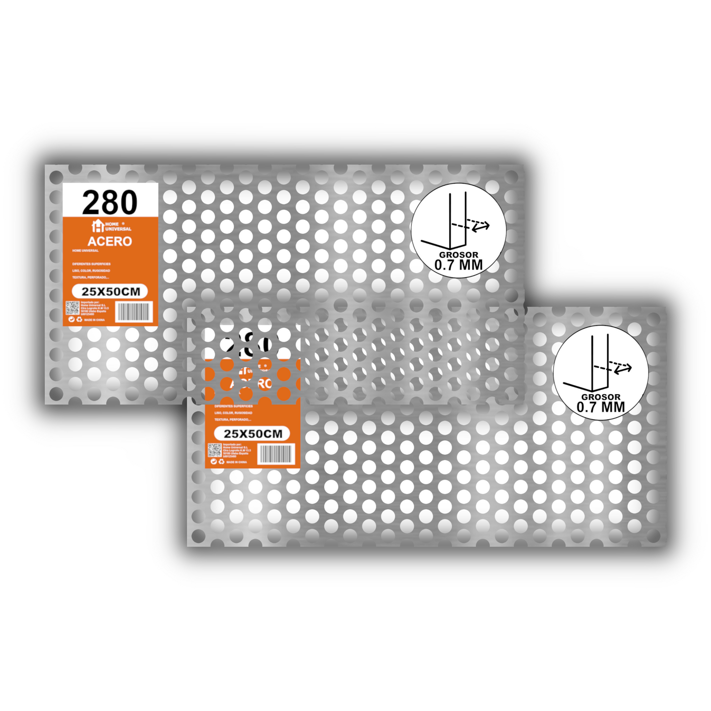 Home Universal® Chapa Galvanizada Lisa y Perforada, Lámina Metálica Resistente Anticorrosión para BricolajeSuperficie (Superficie Perforada Redondo-10MM (25X50CM - 0.7MM))