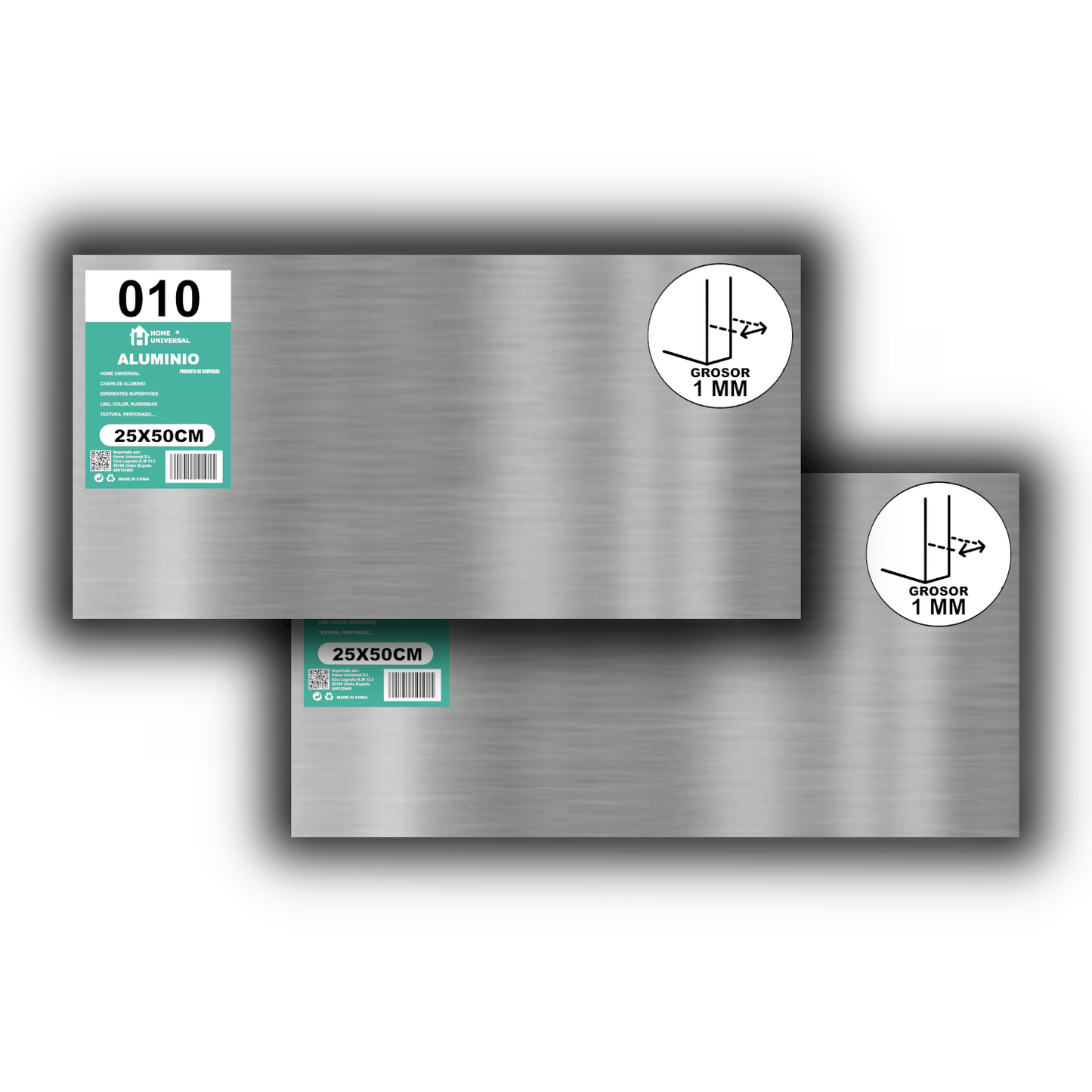 ome Universal® Chapa de Aluminio Estriada, Lisa, Malla y Perforada (Cuadrada, Ovalada, Redonda), Rugosa – Lámina Metálica Resistente Anticorrosión para Bricolaje e Industria (Superficie (Liso)) - Mate (25X50CM - 1MM)