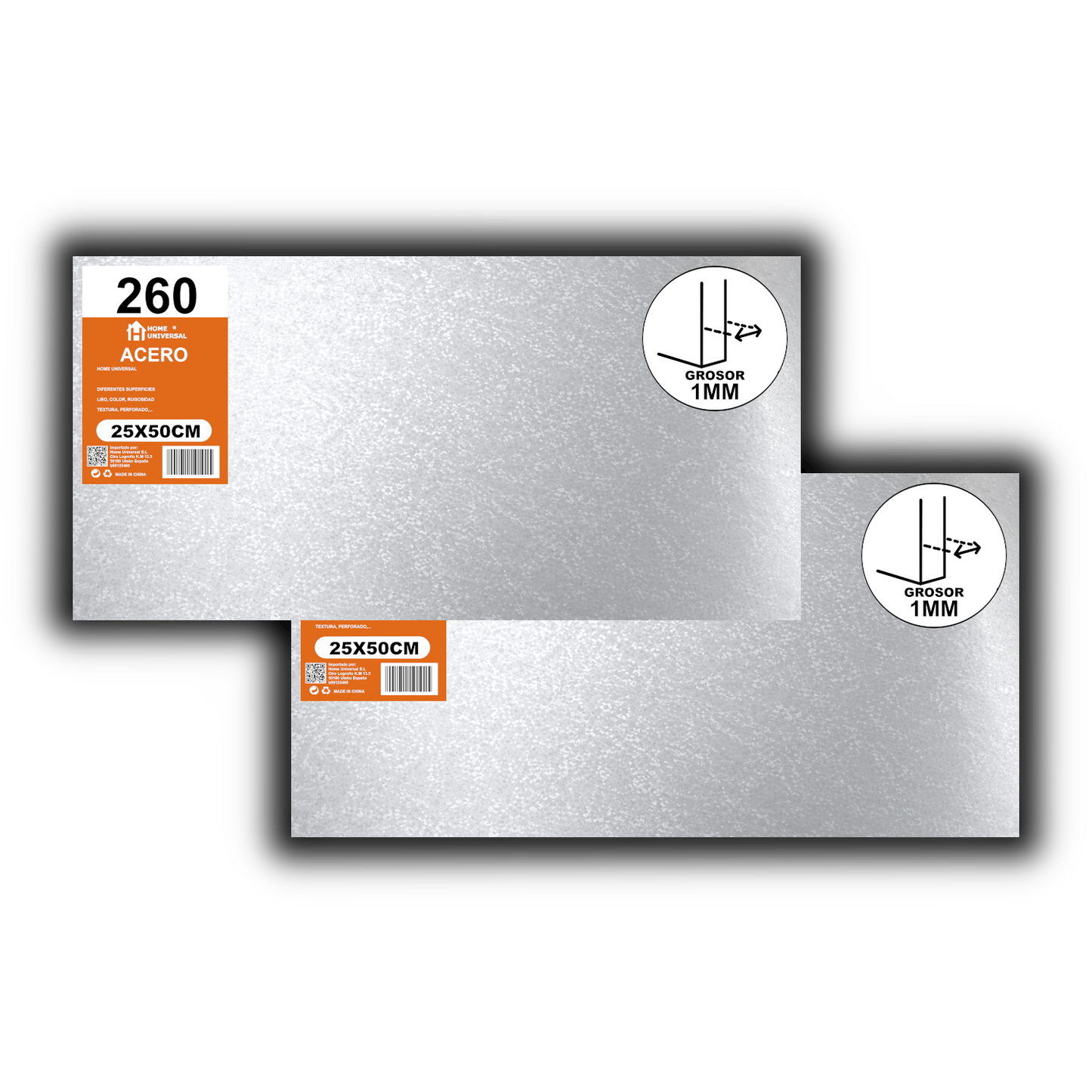 Home Universal® Chapa Galvanizada Lisa y Perforada, Lámina Metálica Resistente Anticorrosión para Bricolaje(Superficie Liso Brillante (25X50CM - 1 MM))