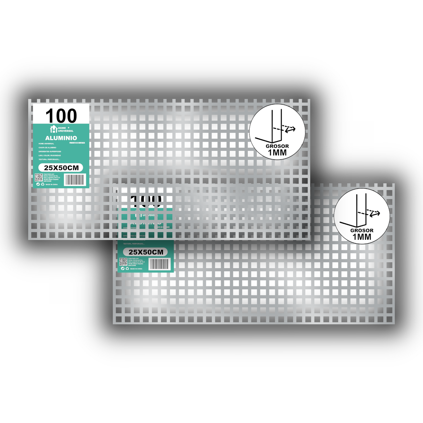 ome Universal® Chapa de Aluminio Estriada, Lisa, Malla y Perforada (Cuadrada, Ovalada, Redonda), Rugosa – Lámina Metálica Resistente Anticorrosión para Bricolaje e Industria Superficie (Perforada Cuadrado) - Perforada Cuadrado-10X10MM (25X50CM - 1MM)