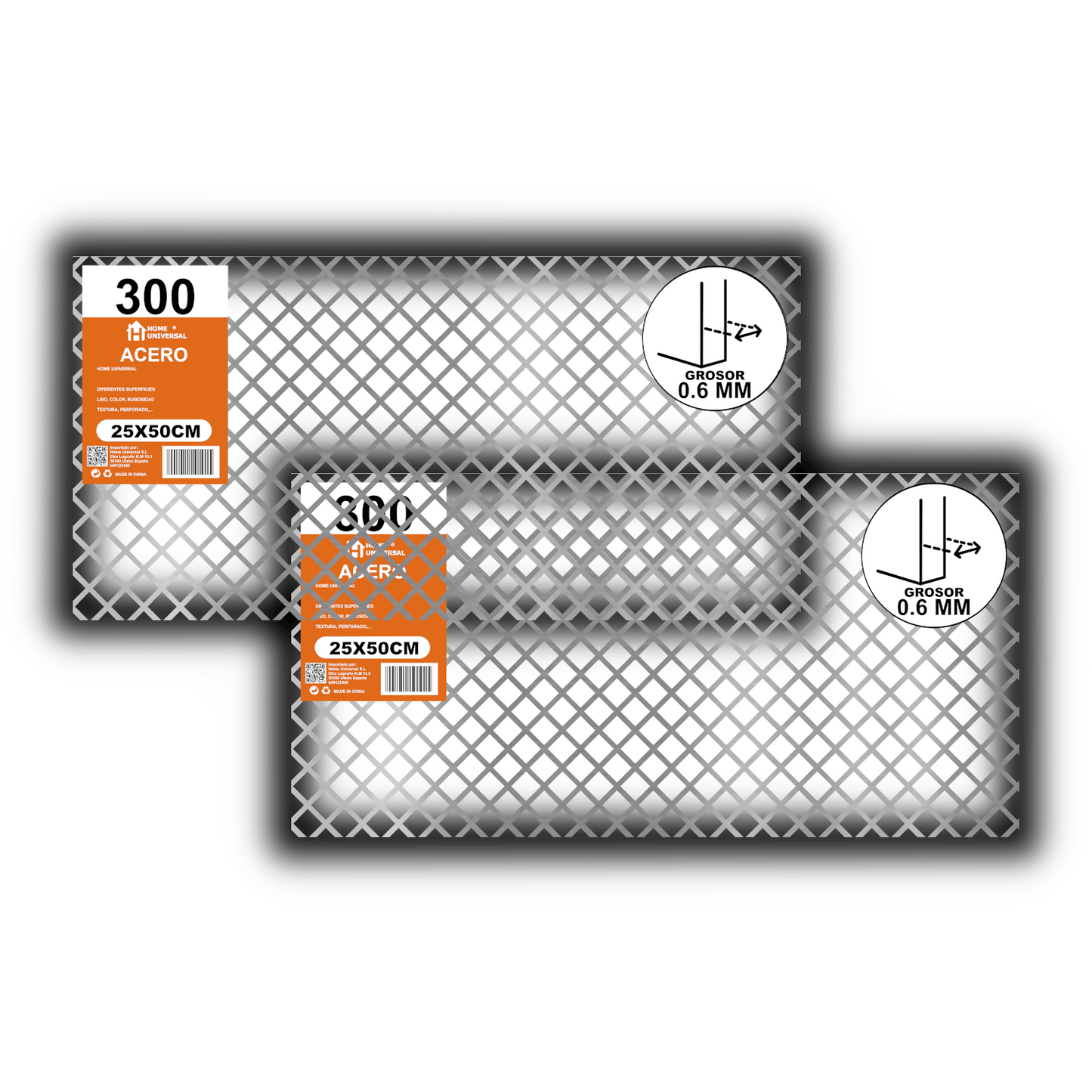 Home Universal® Chapa Galvanizada Lisa y Perforada, Lámina Metálica Resistente Anticorrosión para BricolajeSuperficie (Superficie Perforada Forma Rombo-10X10MM (25X50CM - 0.6MM))