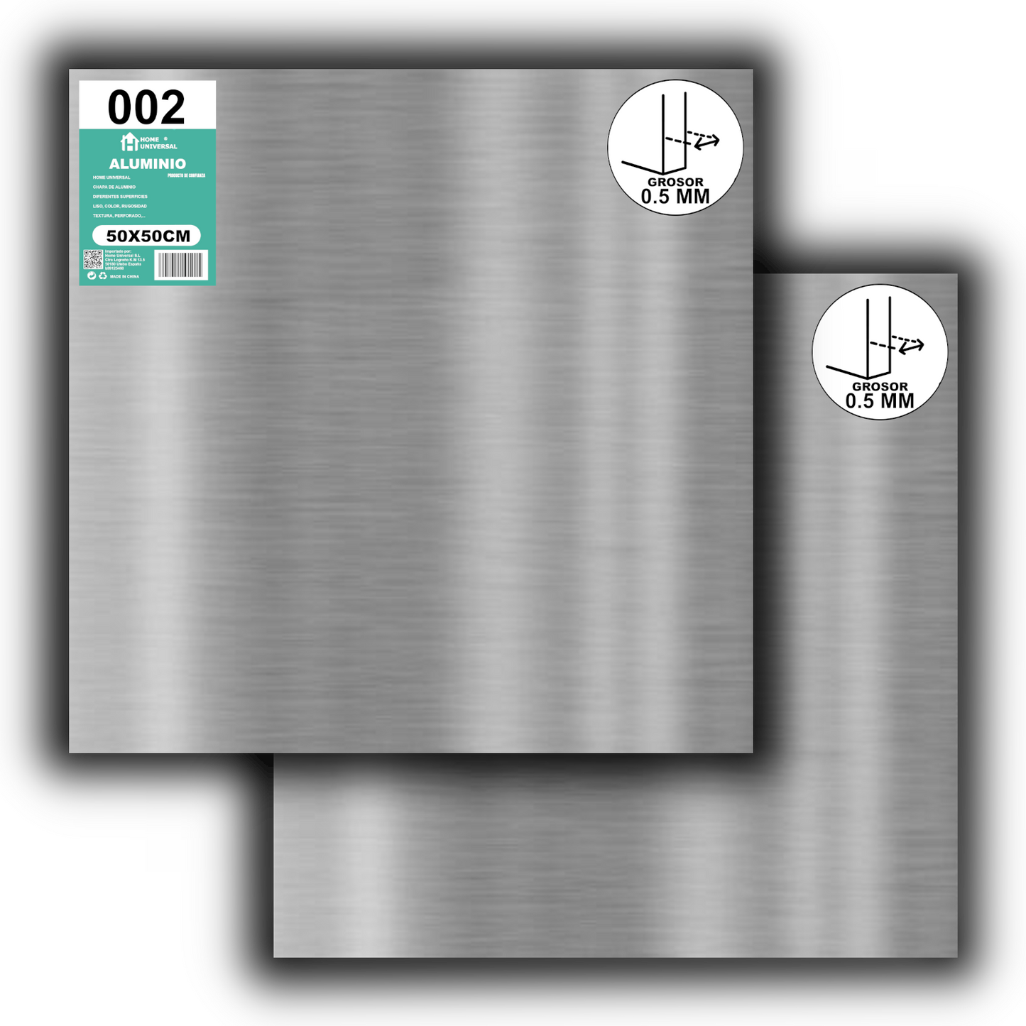 ome Universal® Chapa de Aluminio Estriada, Lisa, Malla y Perforada (Cuadrada, Ovalada, Redonda), Rugosa – Lámina Metálica Resistente Anticorrosión para Bricolaje e Industria (Superficie (Liso)) - Mate (50X50CM - 0.5MM)