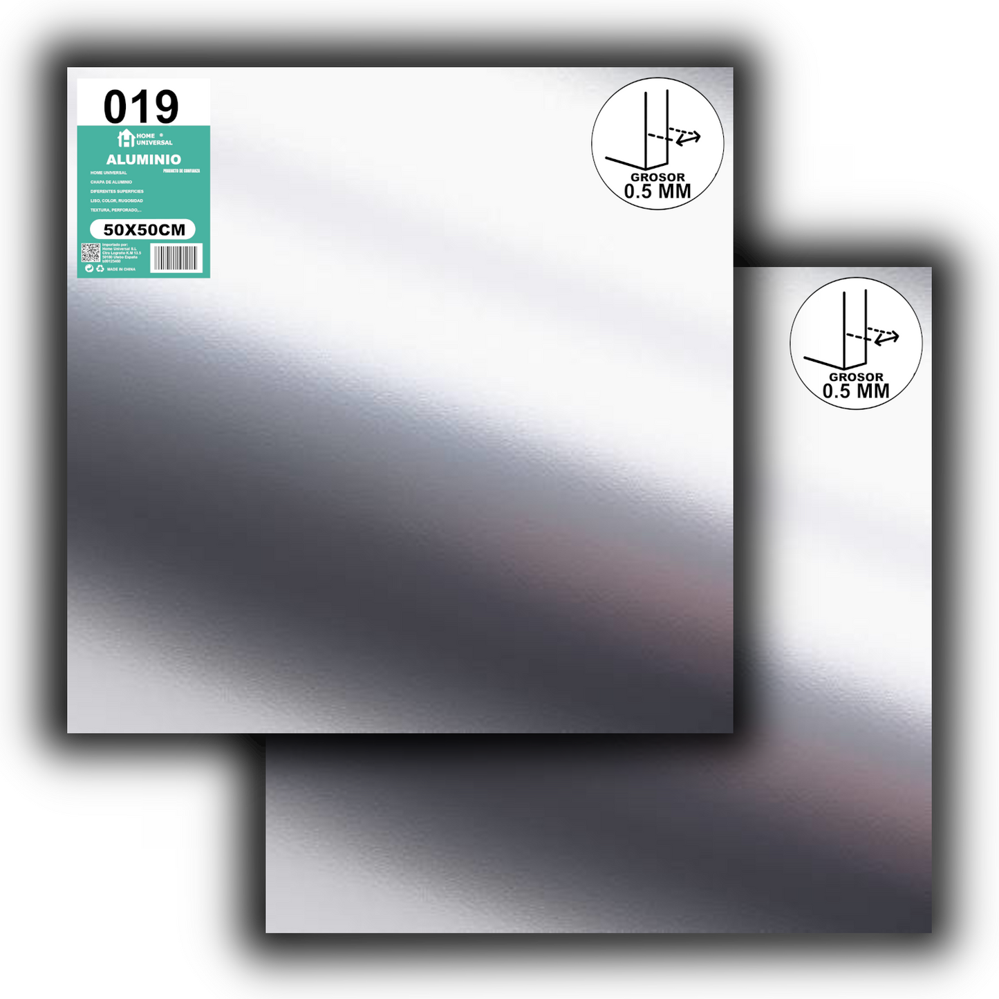 ome Universal® Chapa de Aluminio Estriada, Lisa, Malla y Perforada (Cuadrada, Ovalada, Redonda), Rugosa – Lámina Metálica Resistente Anticorrosión para Bricolaje e Industria (Superficie (Liso)) - Brillante (50X50CM - 0.5MM)