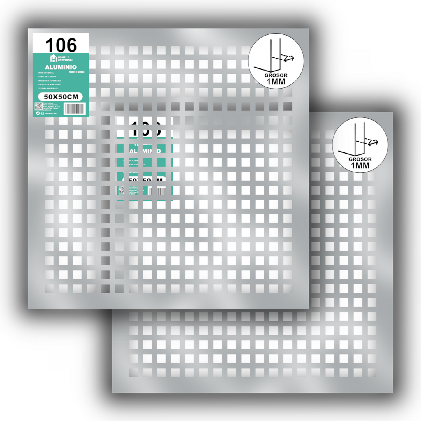 ome Universal® Chapa de Aluminio Estriada, Lisa, Malla y Perforada (Cuadrada, Ovalada, Redonda), Rugosa – Lámina Metálica Resistente Anticorrosión para Bricolaje e Industria Superficie (Perforada Cuadrado) - Perforada Cuadrado-15X15MM (50X50CM - 1MM)