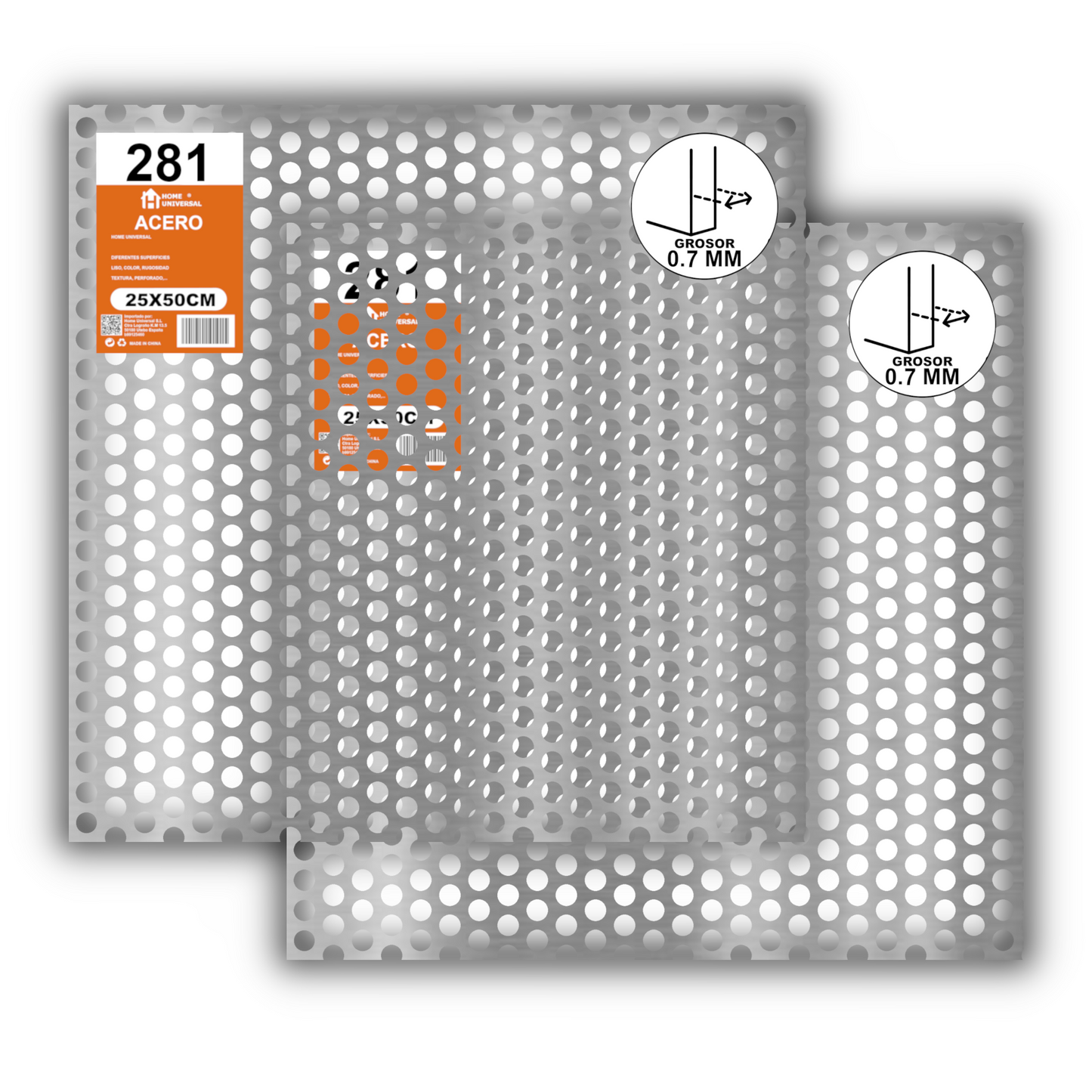 Home Universal® Chapa Galvanizada Lisa y Perforada, Lámina Metálica Resistente Anticorrosión para BricolajeSuperficie (Superficie Perforada Redondo-10MM (50X50CM - 0.7MM))