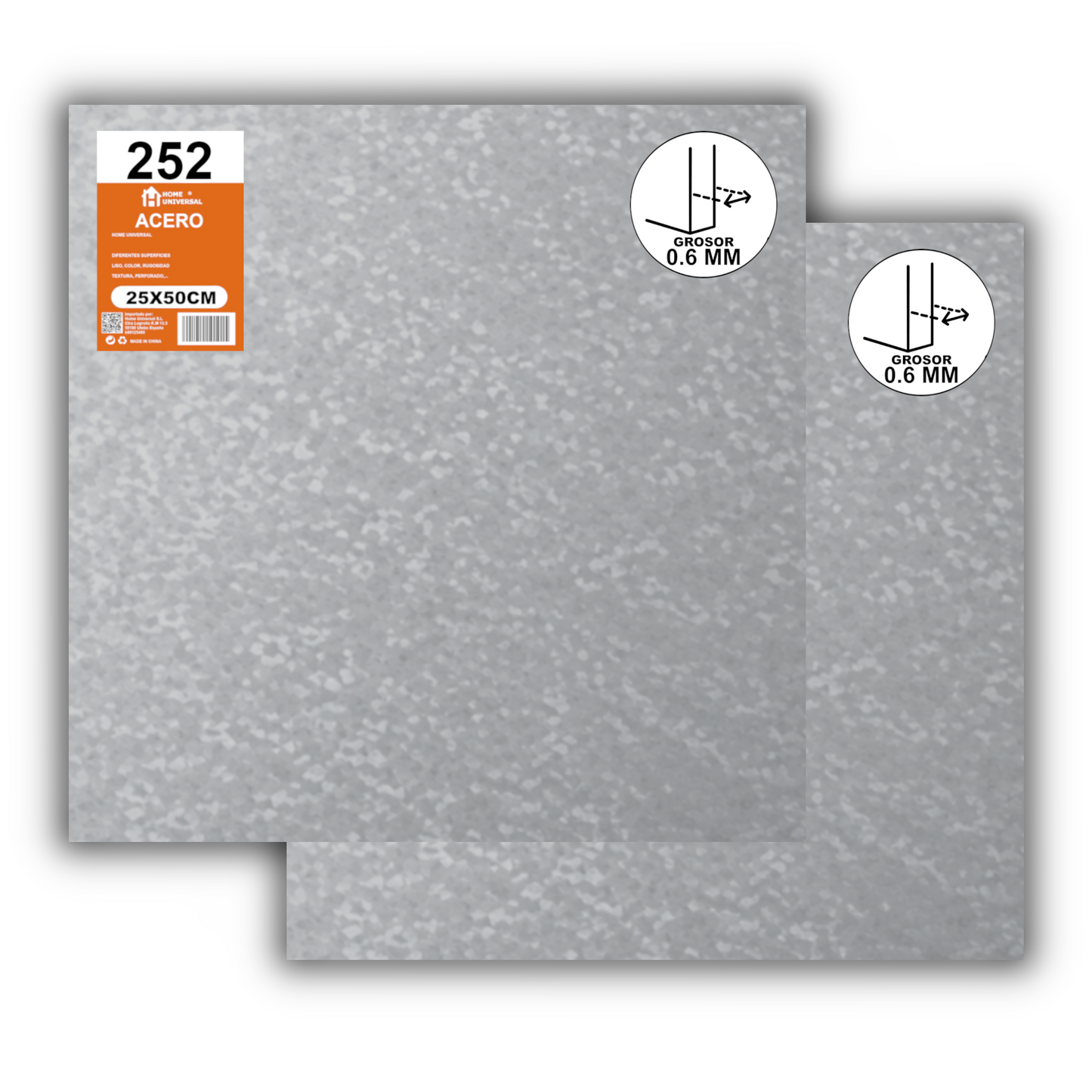Home Universal® Chapa Galvanizada Lisa y Perforada, Lámina Metálica Resistente Anticorrosión para BricolajeSuperficie (Superficie (Liso)Estandar (50X50CM - 0.6MM))