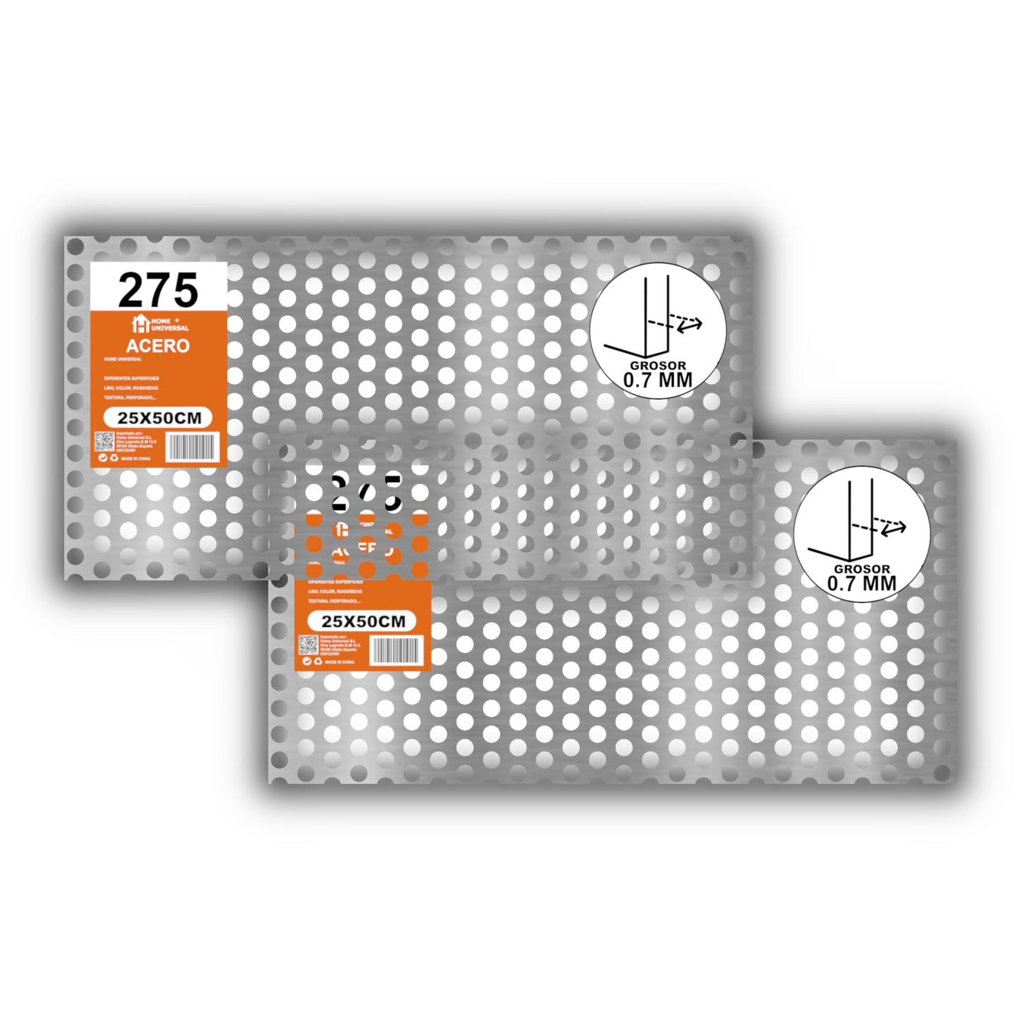 Home Universal® Chapa Galvanizada Lisa y Perforada, Lámina Metálica Resistente Anticorrosión para BricolajeSuperficie (Superficie Perforada Redondo-8MM (25X50CM - 0.7MM))