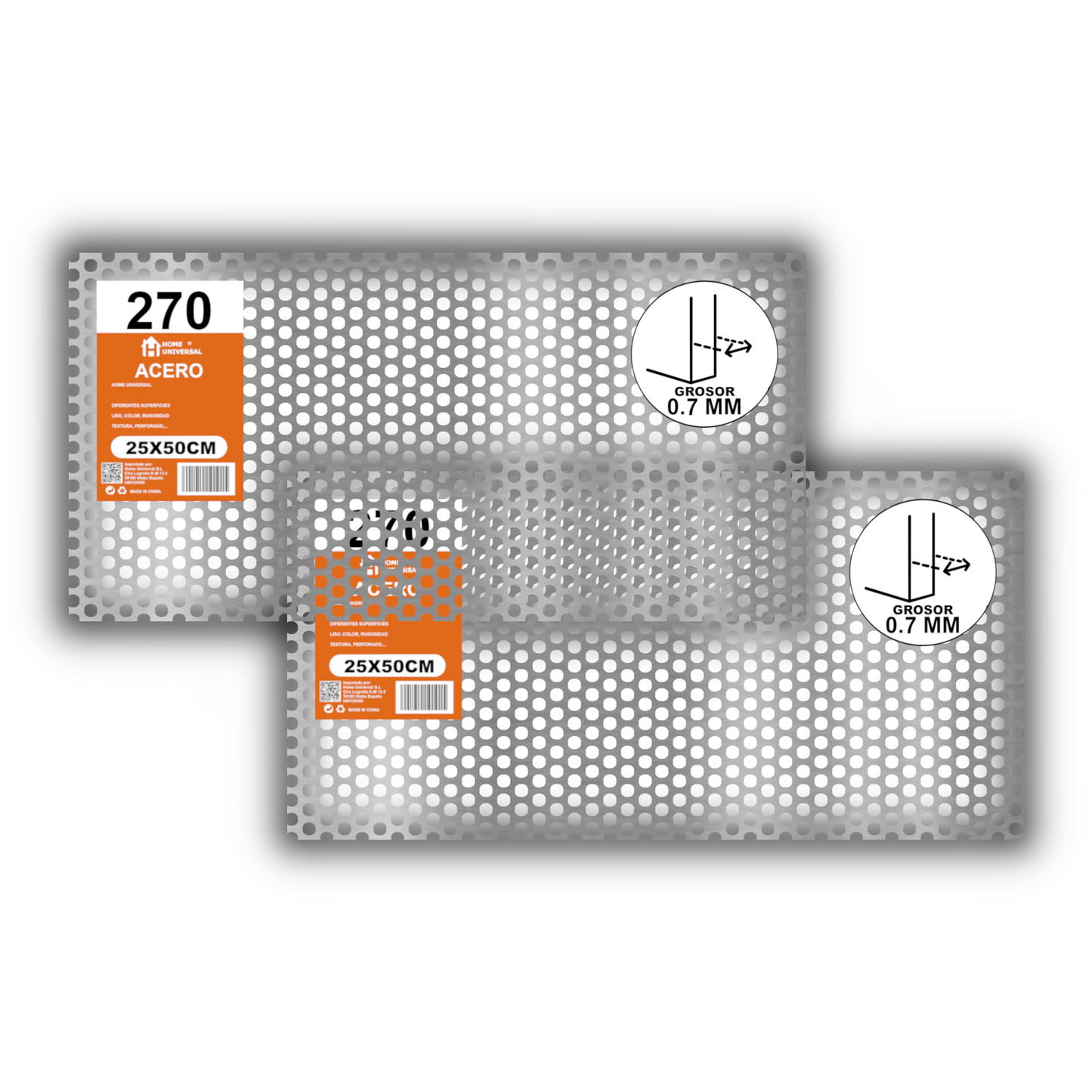 Home Universal® Chapa Galvanizada Lisa y Perforada, Lámina Metálica Resistente Anticorrosión para BricolajeSuperficie (Superficie Perforada Redondo-5MM (25X50CM - 0.7MM))