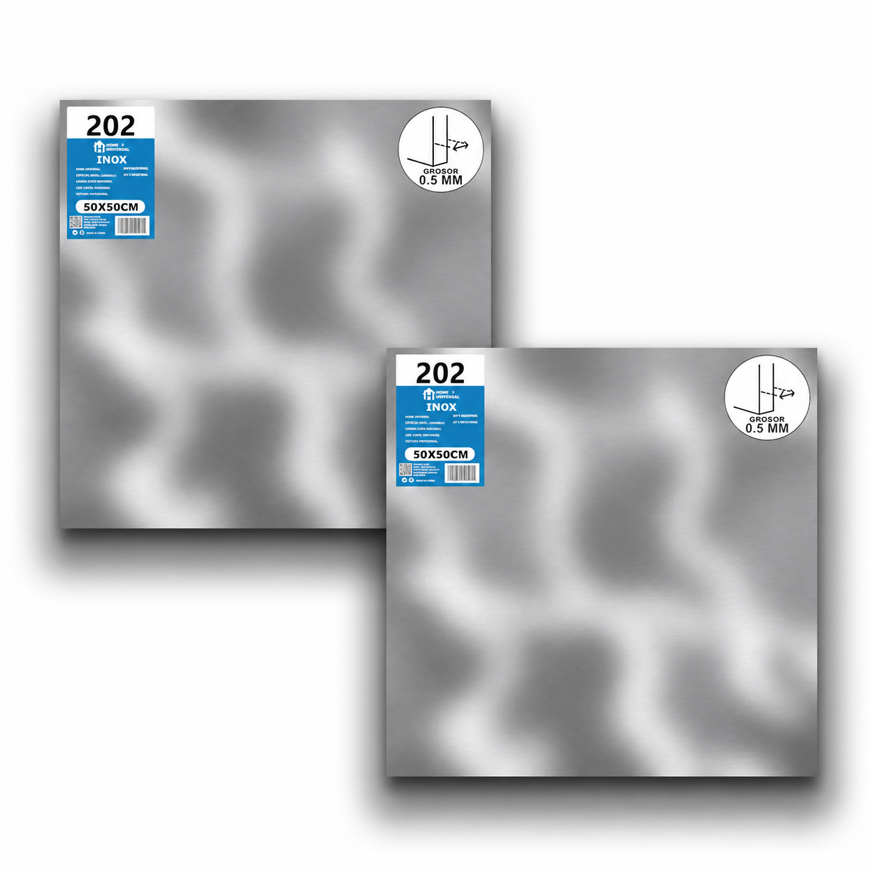 Home Universal® Chapa Acero inoxidable Superficie Liso, Estriada, Perforación Cuadrifolio – Lámina Metálica Resistente Anticorrosión para Bricolaje e Industria-Liso  (50X50CM - 0.5MM)