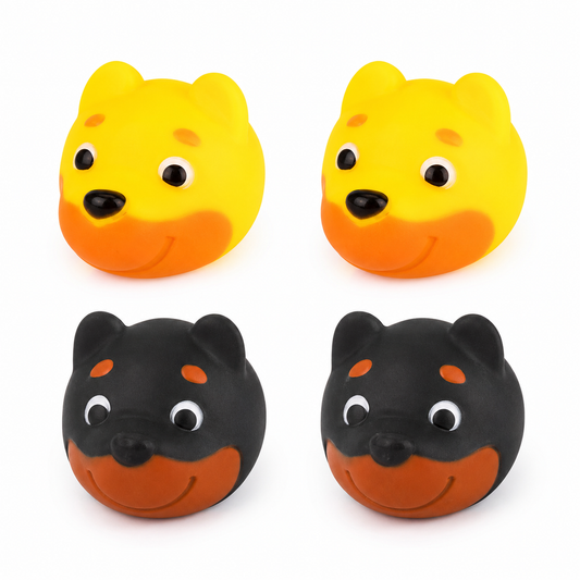 Home Universal® Juguetes para Perros de TPR, Juguetes Interactivos para Morder y Jugar, Diferentes Formas y Colores, Pelotas, Huesos y Figuras, Varios Modelos (Cabeza de Perro (4 Unidades))