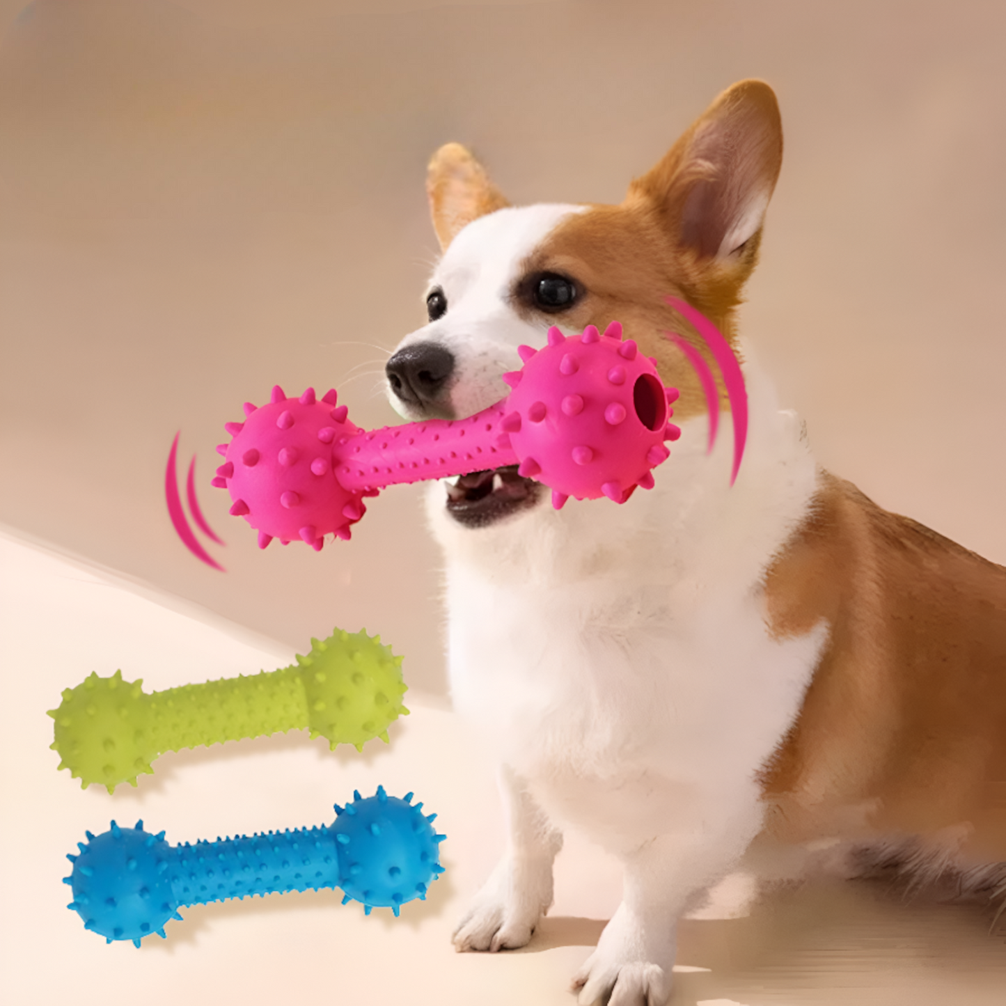 Home Universal® Juguete Mordedor para Perros de Goma Resistente con Textura Antideslizante | Hueso con Púas para Limpieza Dental y Encías Sanas | Ideal para Perros Pequeños, Medianos y Grandes (3 Unidades - Azul, Rosa, Verde)