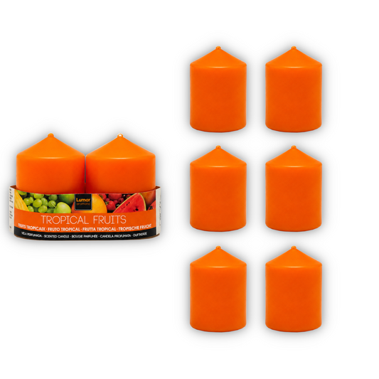 Home Universal® 6 Velas Aromáticas Perfumadas, 9 Aromas Disponibles, 2 Tamaños Disponibles, Velas Decorativas para Hogar, Relax, Spa y Aromaterapia (TROPICAL FRUITS Ø57 × 70 mm)