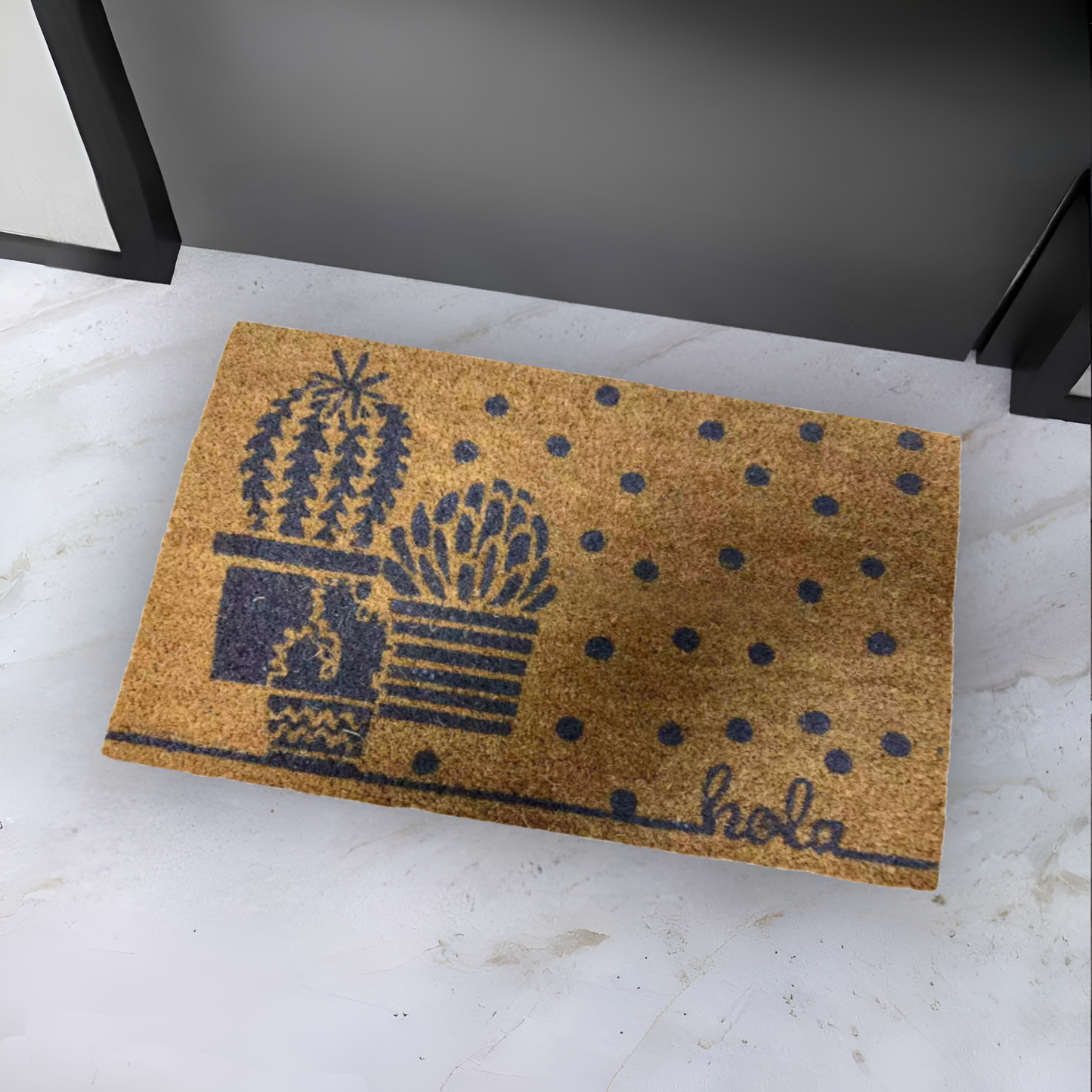 HOME UNIVERSAL | Felpudos de Fibra de Coco con Base Antideslizante 60x40x1.5CM (CACTUS II)