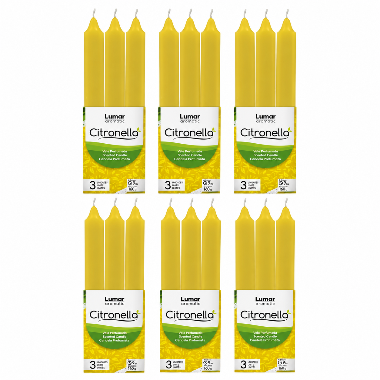 Lumar Citronela – Velas Antimosquitos para Exterior, Jardín, Terraza y Balcón | Protección Natural contra Mosquitos para Verano - Citronela Cónica Larga (18 Unidades)