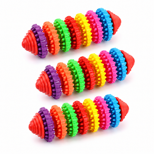Home Universal® Juguetes para Perros de TPR, Juguetes Interactivos para Morder y Jugar, Diferentes Formas y Colores, Pelotas, Huesos y Figuras, Varios Modelos (Rodillo Arcoíris (3 Unidades))