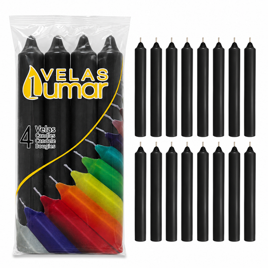 Home Universal® Pack de 16 Velas Cilíndricas Negro Elegante 175x20 mm, Velas para Candelabros, Decoración de Mesa, Bodas, Comuniones y Eventos