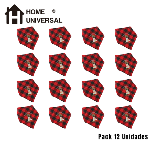 Pack 12 Cachirulos Aragoneses 95cm, Pañuelos Fiestas del Pilar, Zorongos zaragozanos (Bordado Blanco)