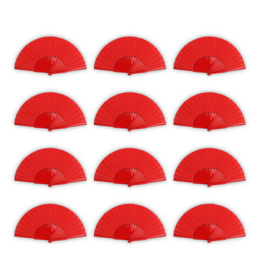 Home Universal® Abanico de madera con argollas para colgar, plegable, ligero y resistente, ideal para bodas, eventos y verano, diseño clásico y portátil perfecto para regalo y uso diario - Rojo (30CM)