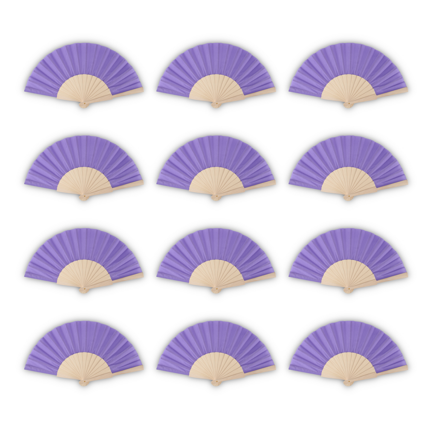 Home Universal ® Pack 12 Unidades Abanicos Madera con Tela Lisa 23cm, Detalles para los Invitados, Regalos de Boda, Fiestas, Comuniones y Otros Eventos - Morado (12 Unidades)