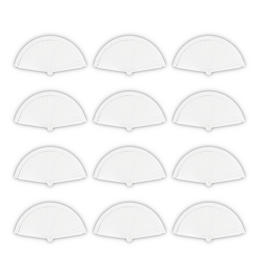 Home Universal® Abanico de madera con argollas para colgar, plegable, ligero y resistente, ideal para bodas, eventos y verano, diseño clásico y portátil perfecto para regalo y uso diario - Blanco (23CM)
