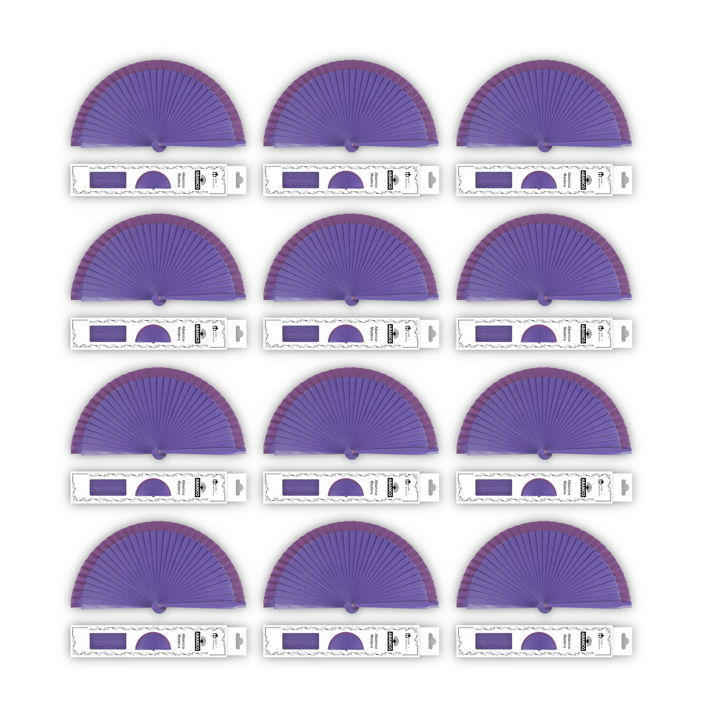 HOME UNIVERSAL Abanicos Madera con caja Liso 23CM, Detalles para los Invitados, Regalos de Boda, Fiesta, Comunión o Bautizo - (Morado 23 CM con Caja)