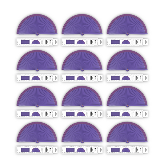 HOME UNIVERSAL 12 Abanicos Madera con caja Liso 23CM, Detalles para los Invitados, Regalos de Boda, Fiesta, Comunión o Bautizo - (Morado 23 CM con Caja)